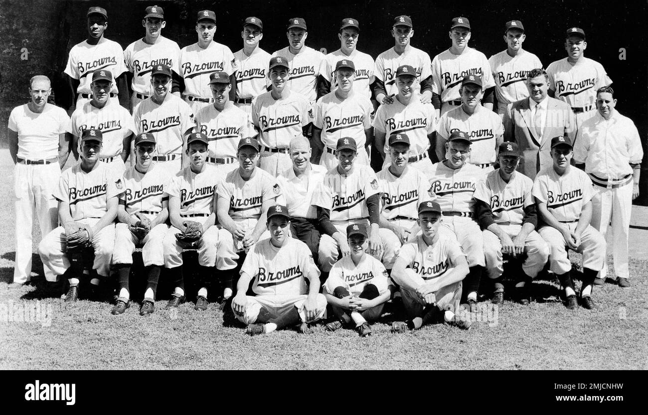 A team picture of the St. Louis Browns, Sept. 30, 1953, just before the