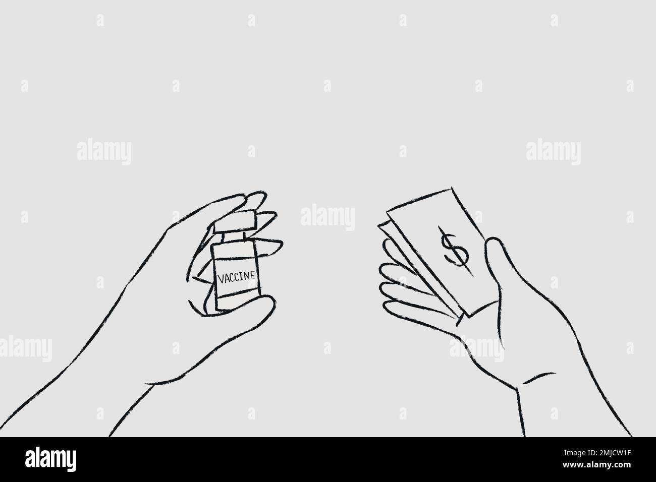 Vaccination hand drawn vector, big pharma concept Stock Vector