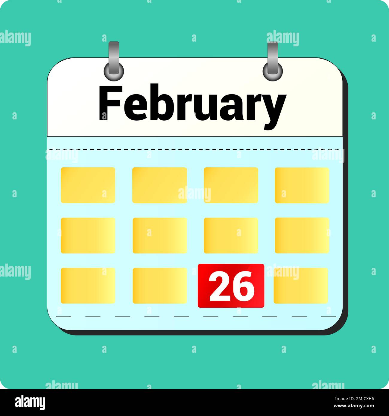 calendar vector drawing, date February 26 on the page Stock Vector ...