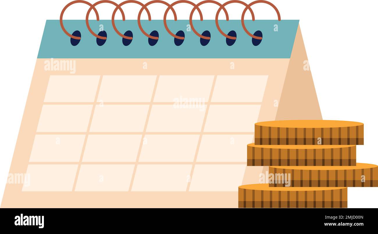 coins dollars and calendar icon Stock Vector Image & Art - Alamy