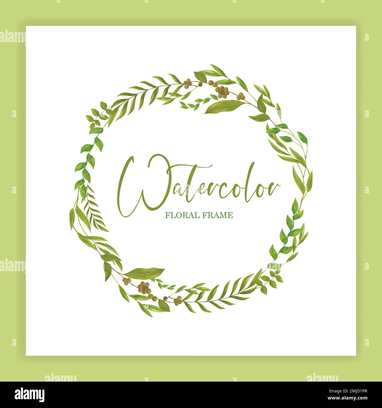 Watercolor floral wreath, leaf green watercolor.watercolor vector ...