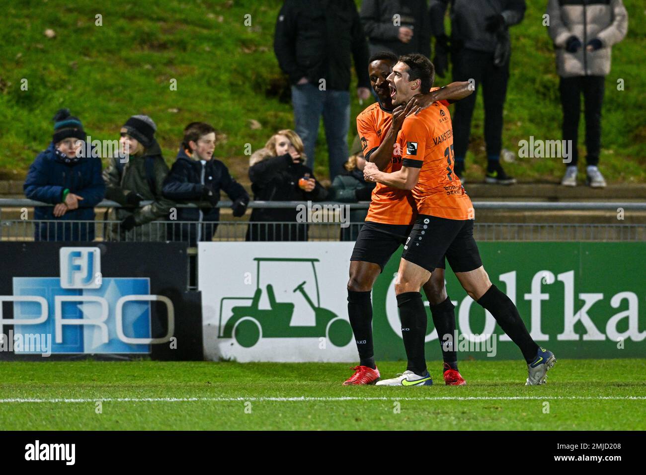 Deinze, Belgium. 27th Jan 2023. Mamadou Kone (20) Of KMSK Deinze Scores ...