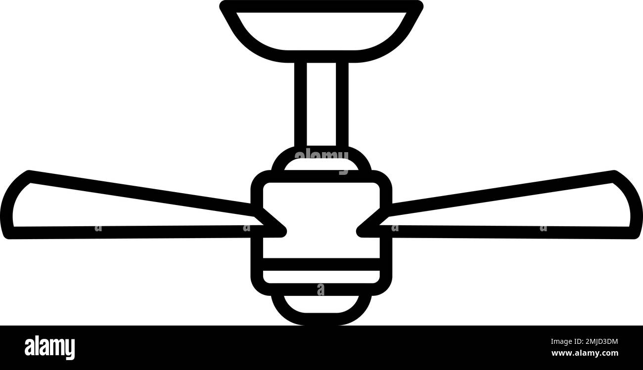 Ceiling, fan, interior vector icon on transparent background. Outline