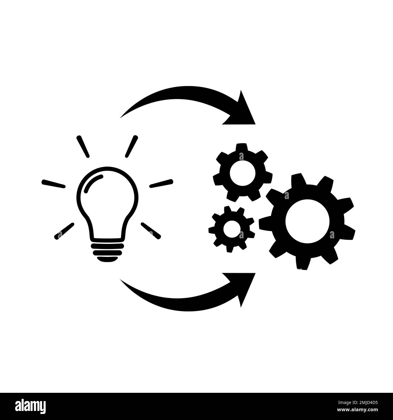 Light bulb with gear and circulating arrows icon Stock Vector