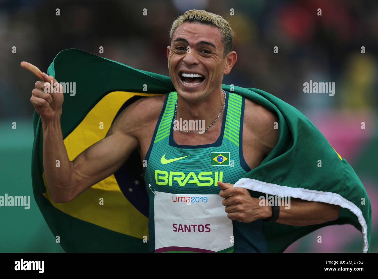 Altobeli Santos Da Silva of Brazil celebrates after winning the gold