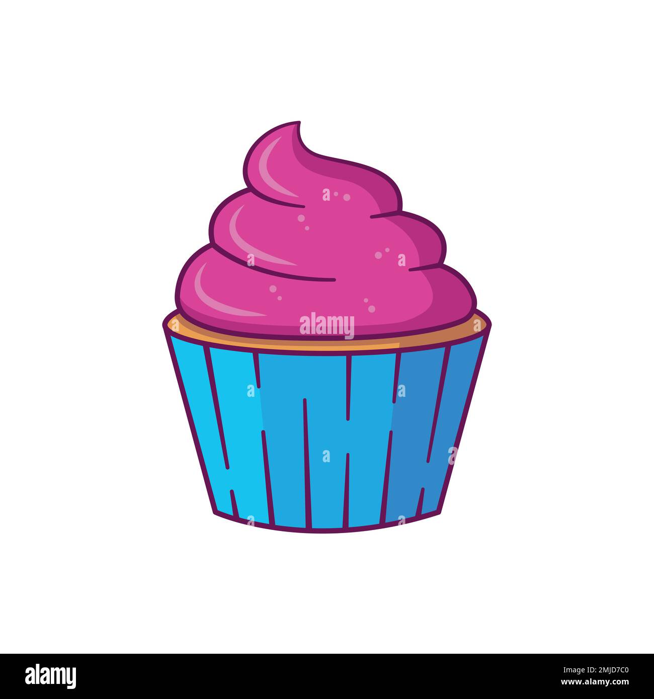 Cupcake. Vector illustration in flat cartoon style. Stock Vector