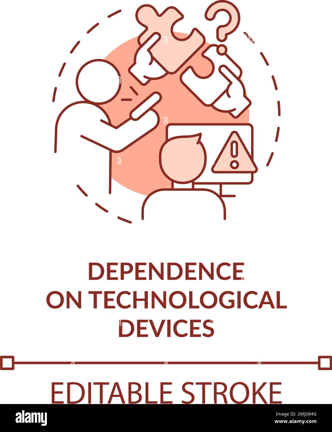 Dependence on technological devices terracotta concept icon Stock ...
