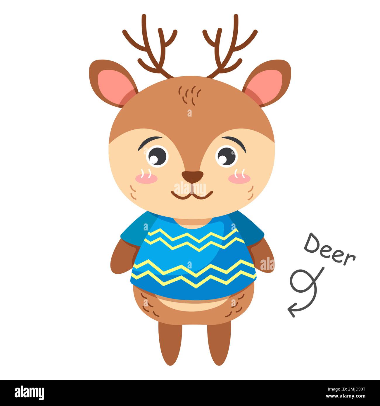 Reindeer cartoon characters with clothes . Vector . Stock Vector