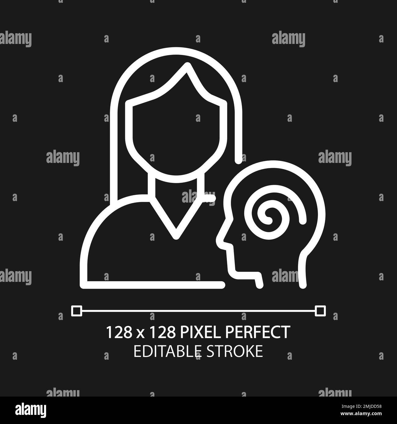 Psychiatry pixel perfect white linear icon for dark theme Stock Vector ...