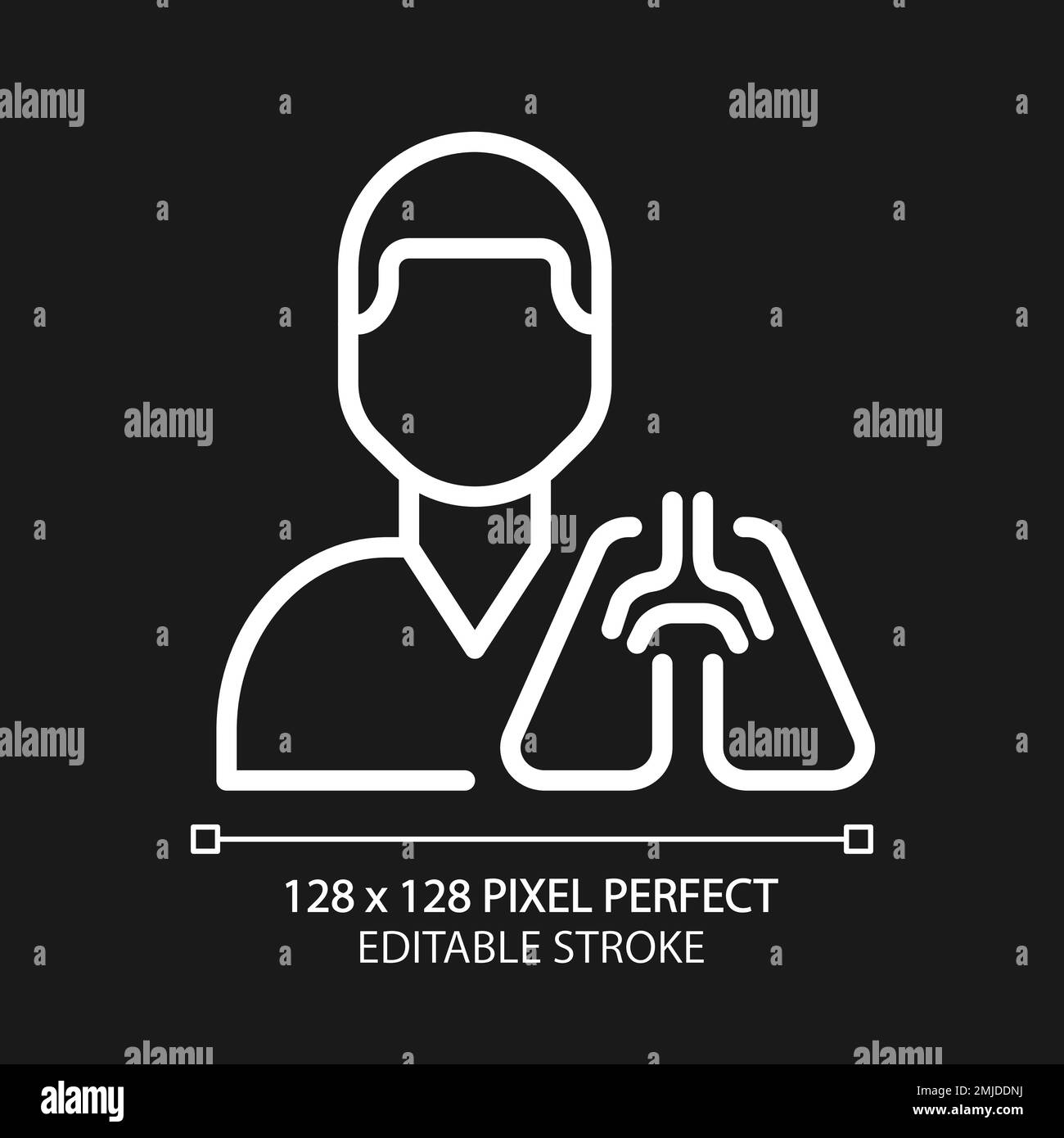 Pulmonology pixel perfect white linear icon for dark theme Stock Vector ...