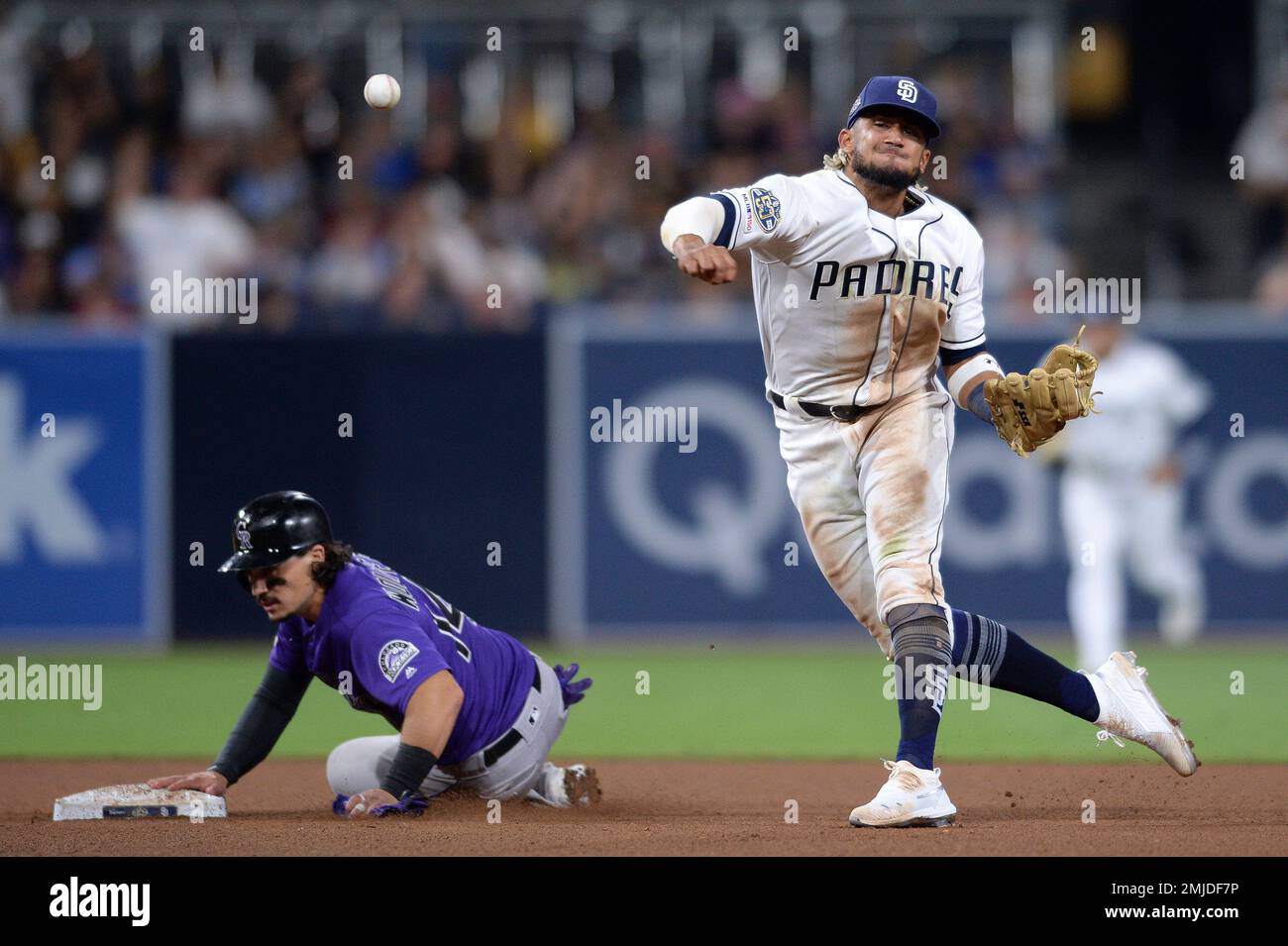 San Diego Padres right fielder Fernando Tatis Jr. (23) in the eighth inning  of a baseball game Saturday, June 10, 2023, in Denver. (AP Photo/David  Zalubowski Stock Photo - Alamy