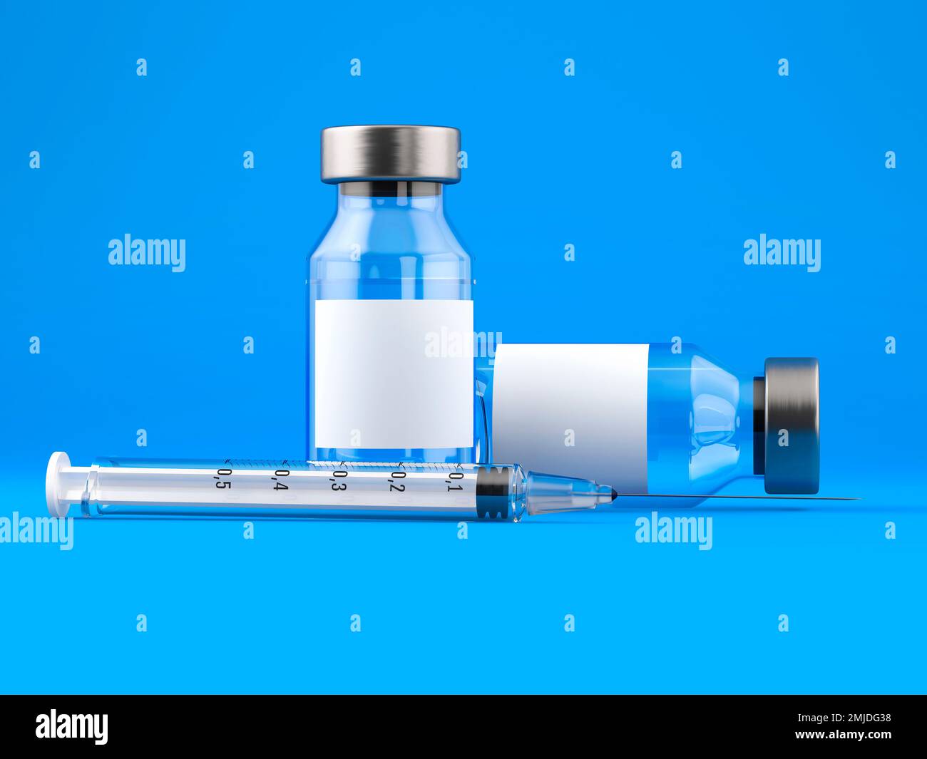Phials and syringes, illustration Stock Photo