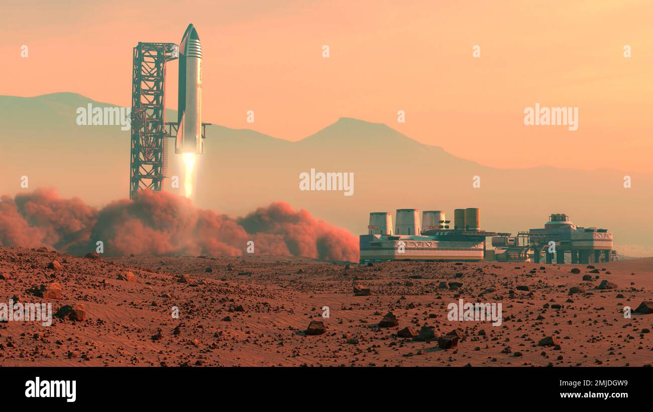 SpaceX Starship Mars Landing Stock Photo