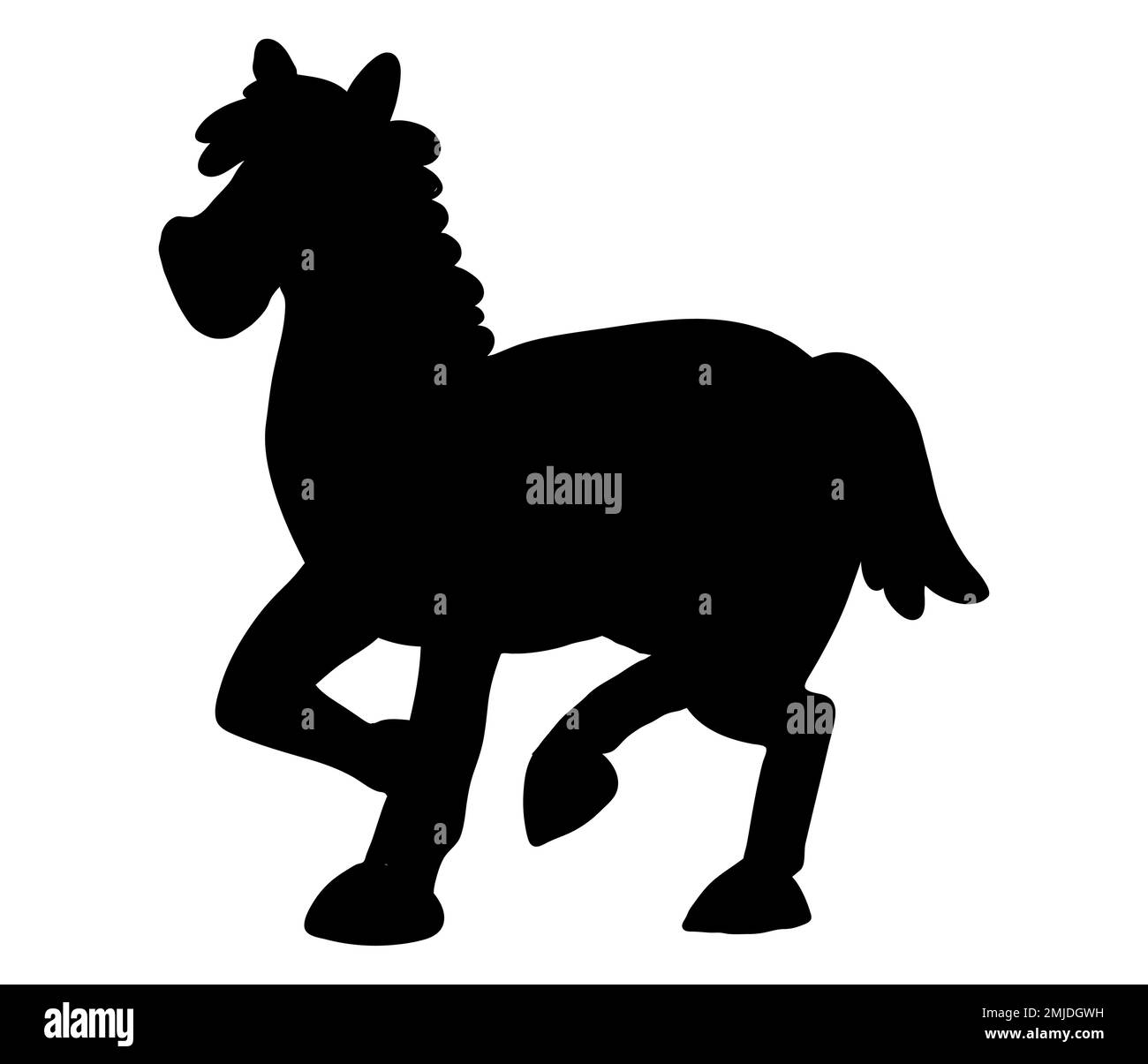 Cute Horse cartoon silhouette, vector illustration, logo, and icon Stock Vector