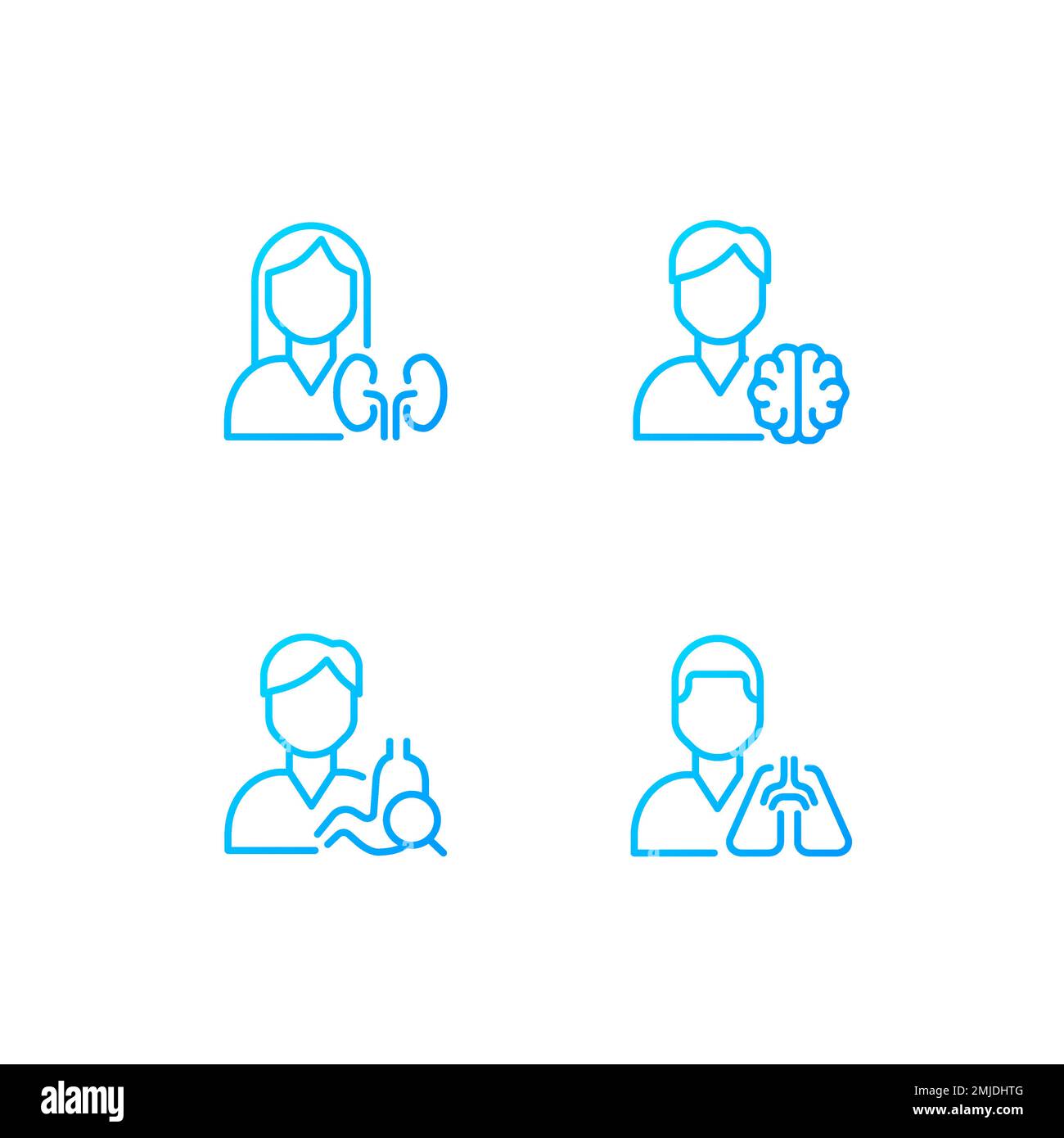 Internal organs treatment pixel perfect gradient linear vector icons set Stock Vector