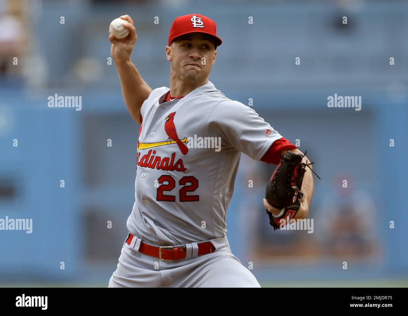 St. Louis Cardinals starting pitcher Jack Flaherty throws to a Los ...