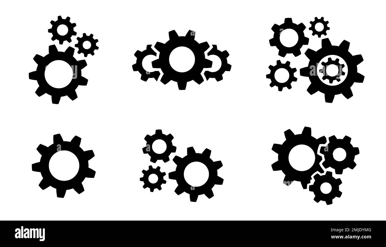 Operation or process icon set. Gears symbol. Cog wheel Stock Vector