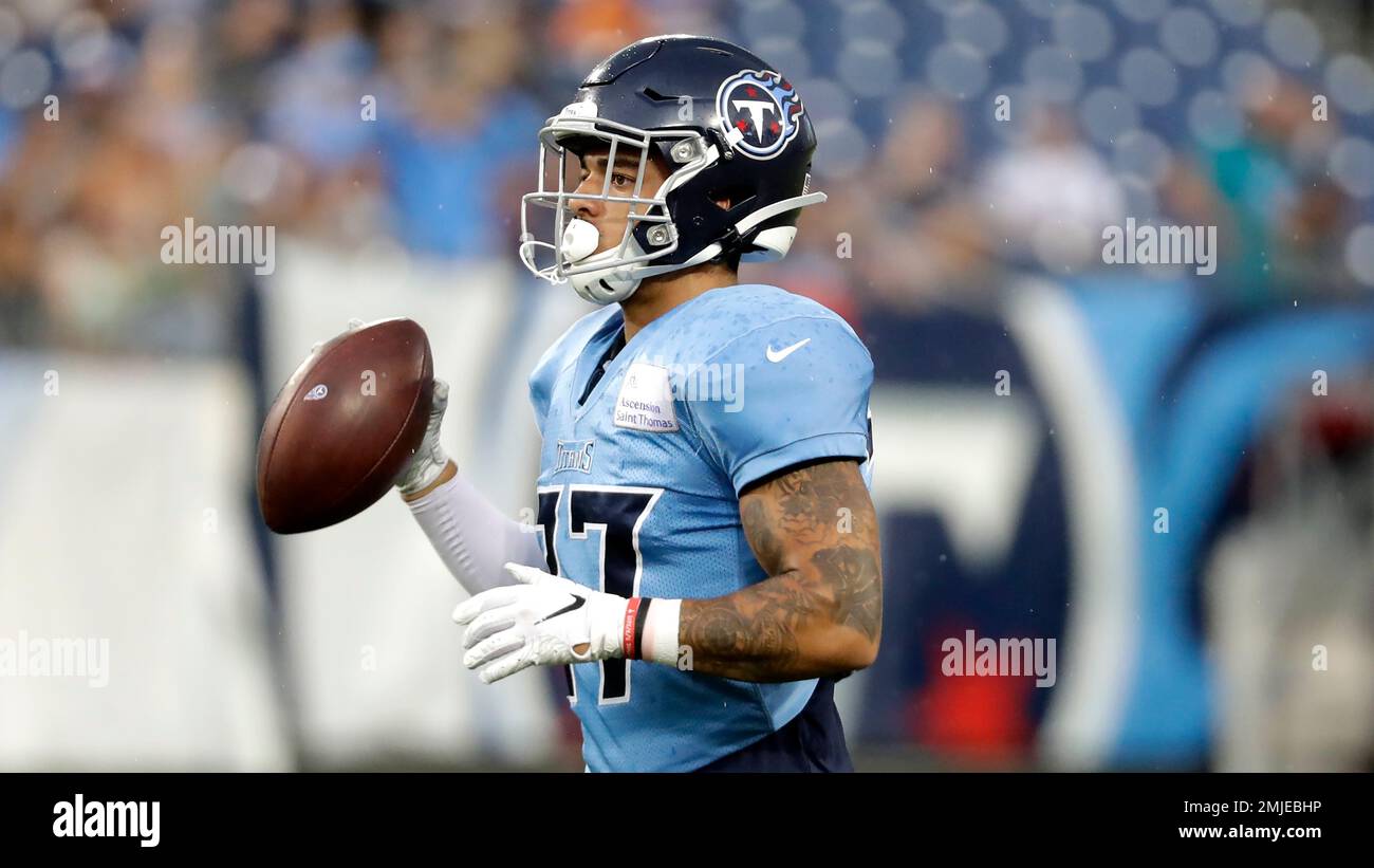 Tennessee Titans defensive back Amani Hooker runs a drill during NFL  football training camp in Nissan Stadium Saturday, Aug. 3, 2019, in  Nashville, Tenn. (AP Photo/Mark Humphrey Stock Photo - Alamy