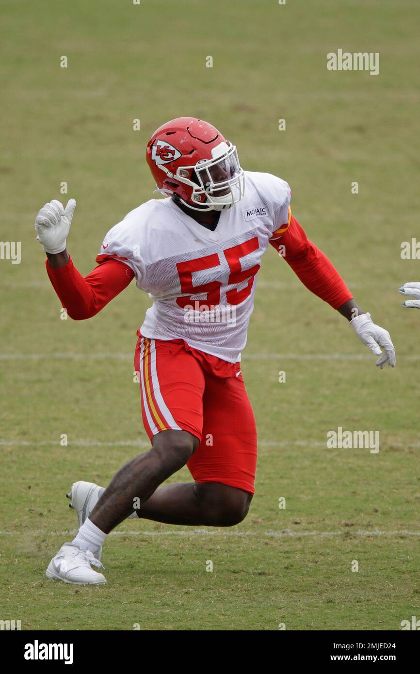 Kansas City Chiefs defensive end Frank Clark (55) runs during NFL ...