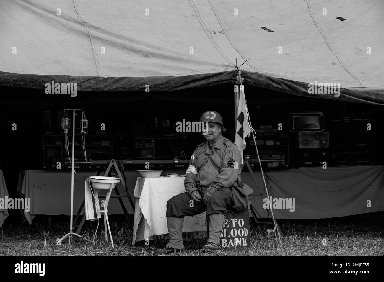 Phillipo Pavone, a veteran of the Military Gendarmerie of Belgium, sits