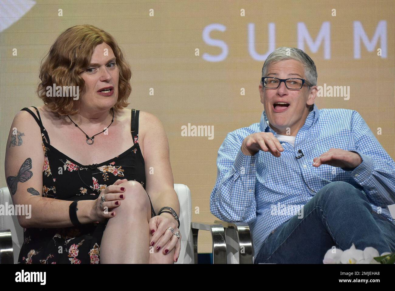 Lilly Wachowski, left, and Abby McEnany participate in the Showtime ...