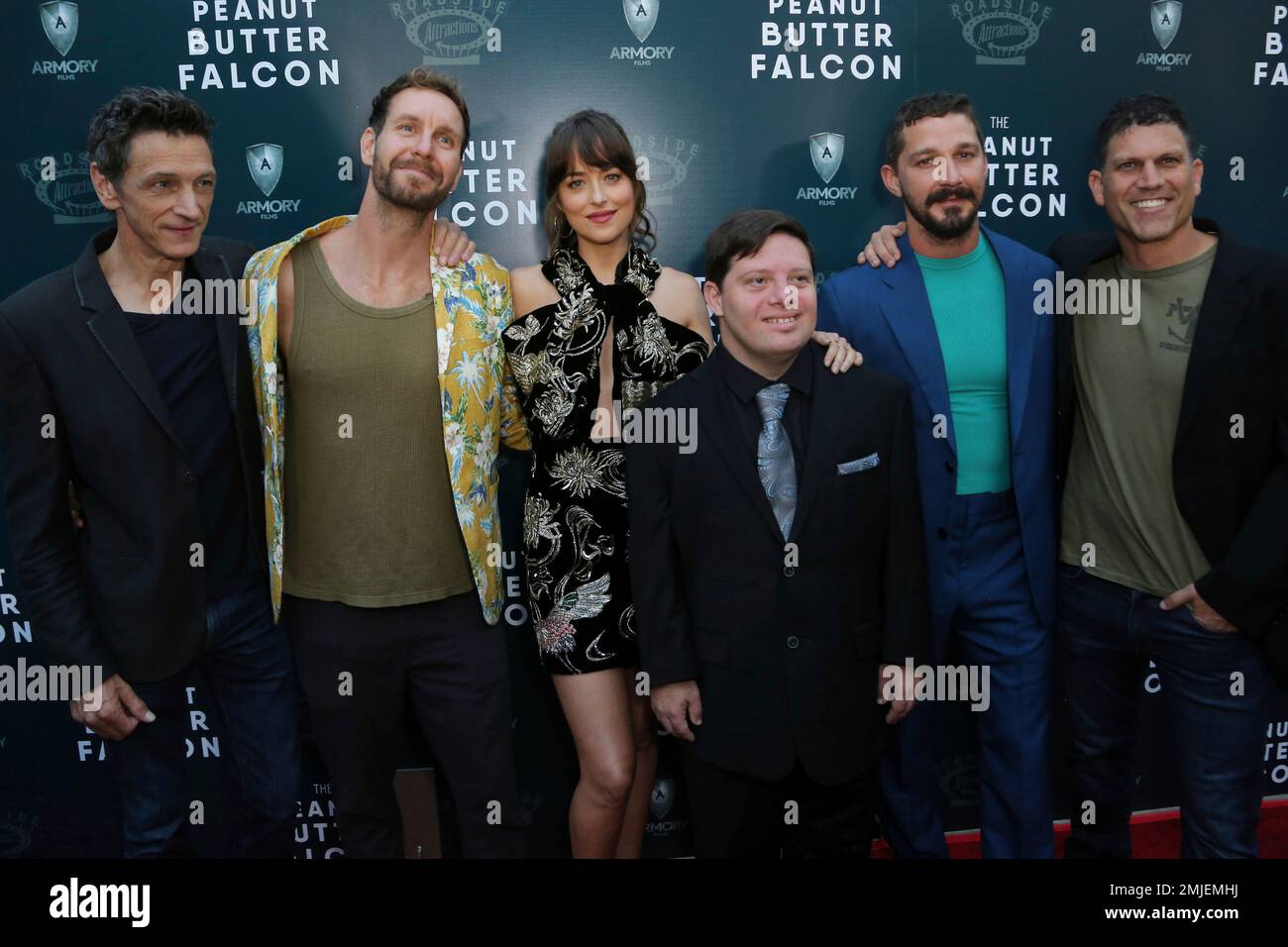 John Hawkes, from left, Tyler Nilson, Dakota Johnson, Zack Gottsagen
