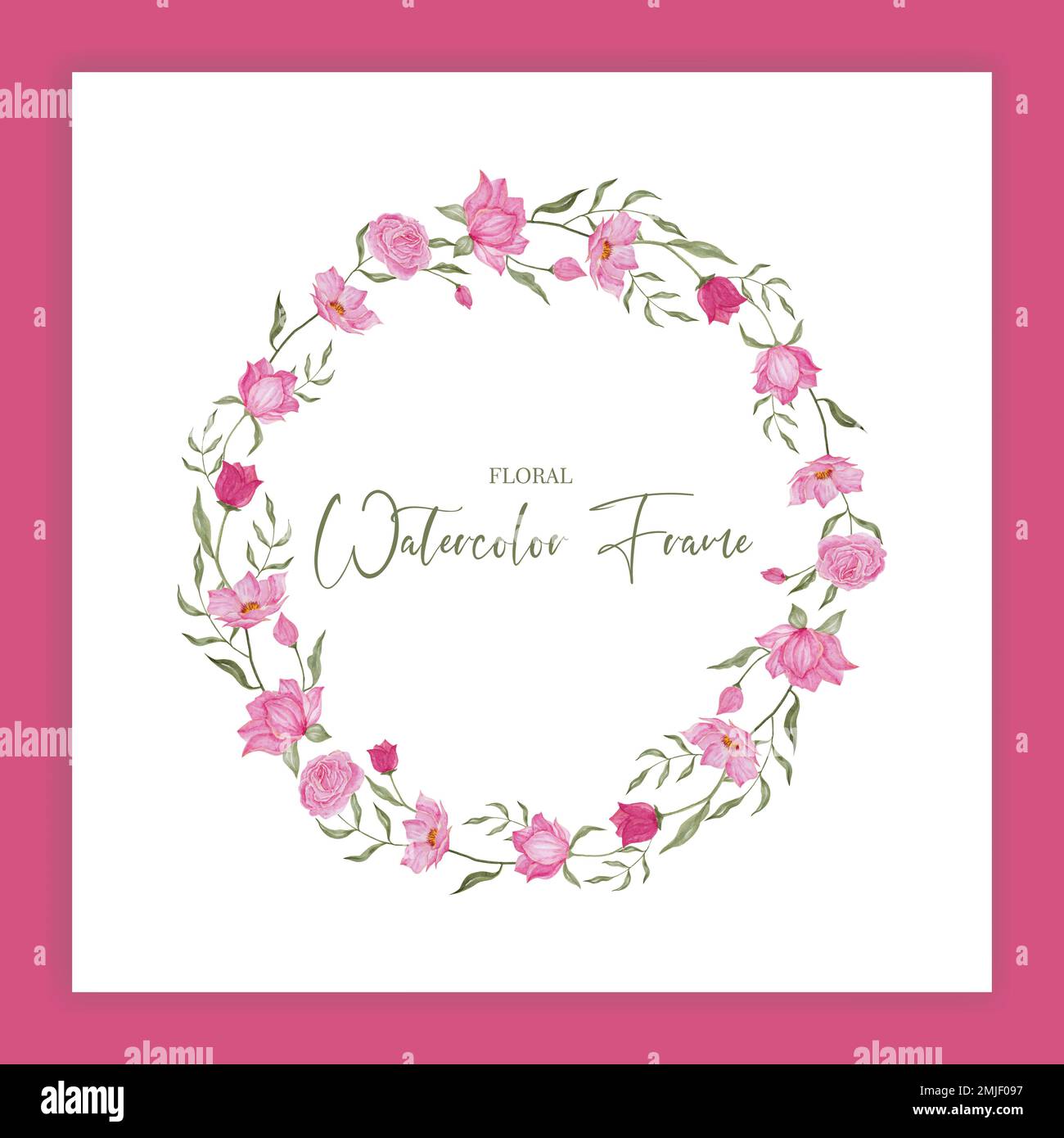 Watercolor floral wreath isolated on white background Stock Vector ...