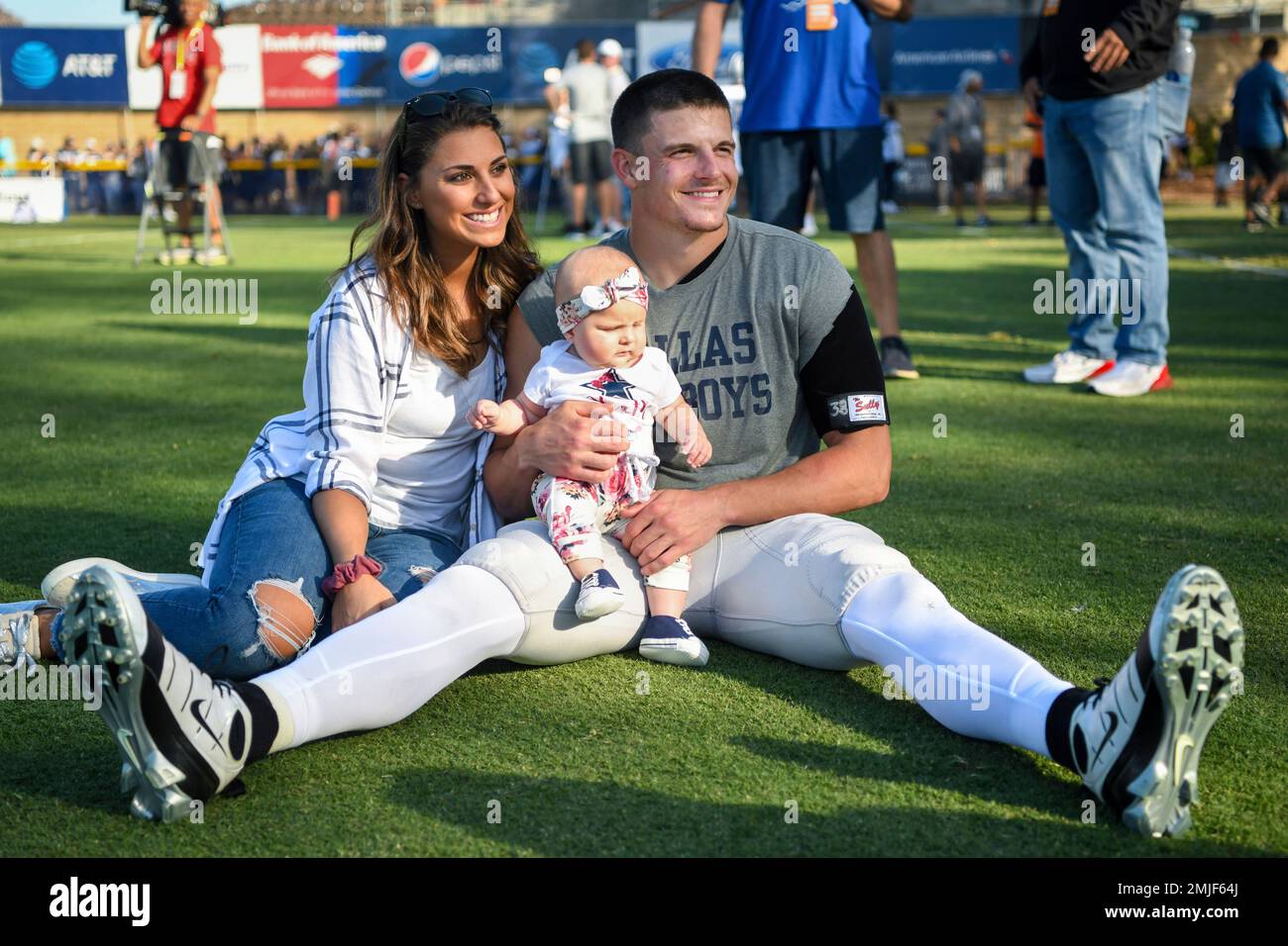 Dallas Cowboys safety Jeff Heath sits with his wife, Paige Heath, and