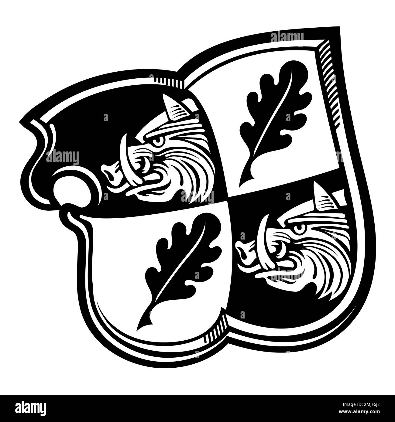 Design in a medieval knightly style. Knight s shield with boar s head