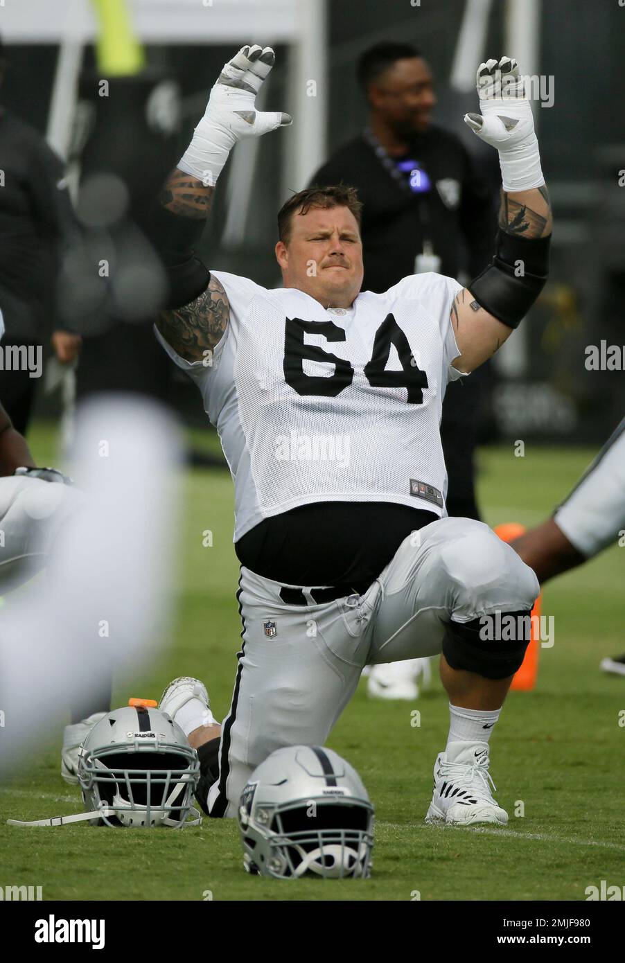 Oakland Raiders center Richie Incognito (64) during NFL football training  camp Monday, July 29, 2019, in Napa, Calif. (AP Photo/Eric Risberg Stock  Photo - Alamy