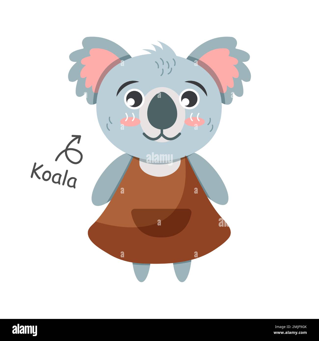Koala bear cartoon characters with clothes . Vector . Stock Vector