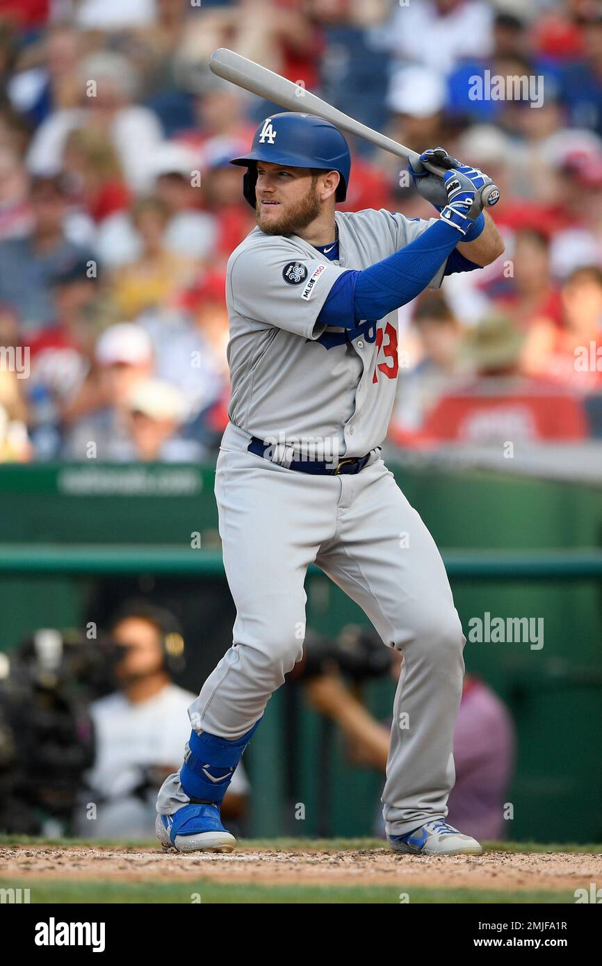 Los Angeles Dodgers' Max Muncy bats during a baseball game against the  Washington Nationals, Saturday, July 27, 2019, in Washington. The Dodgers  won 9-3. (AP Photo/Nick Wass Stock Photo - Alamy