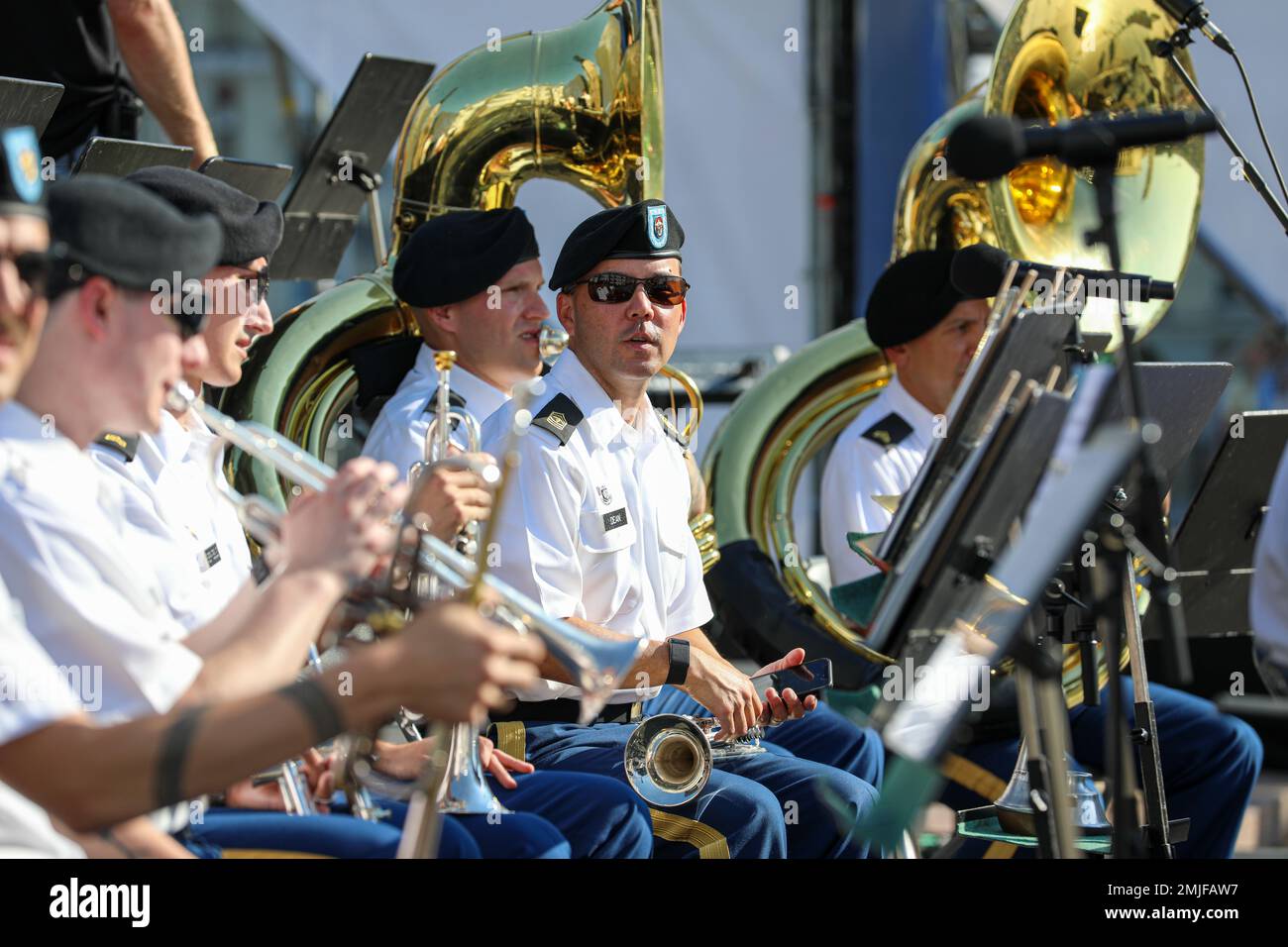 U.S. Army 1st Sgt. Larry Dean, trumpet player and first sergeant for ...