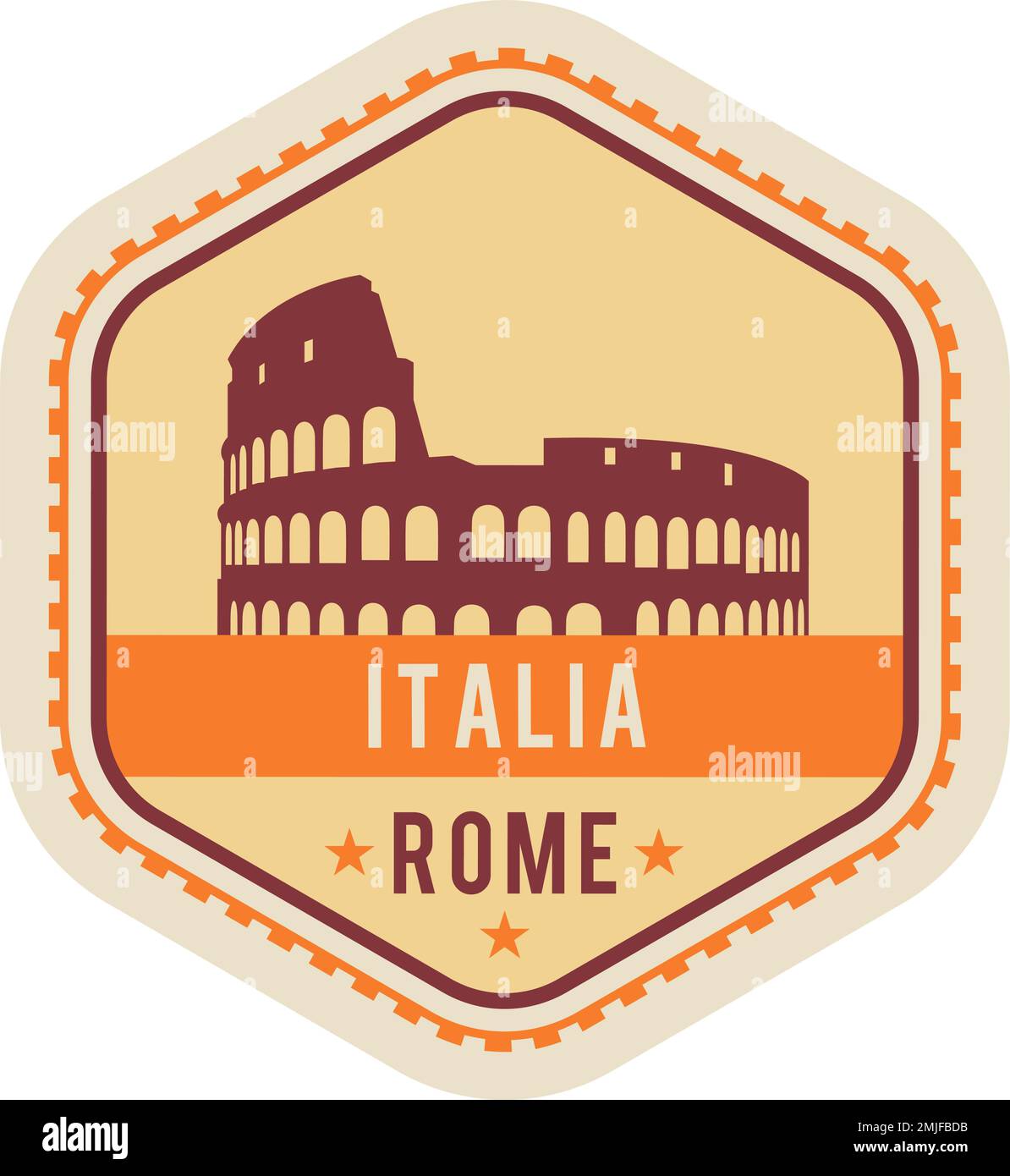 Italia postmark. International travel label. Postal stamp Stock Vector
