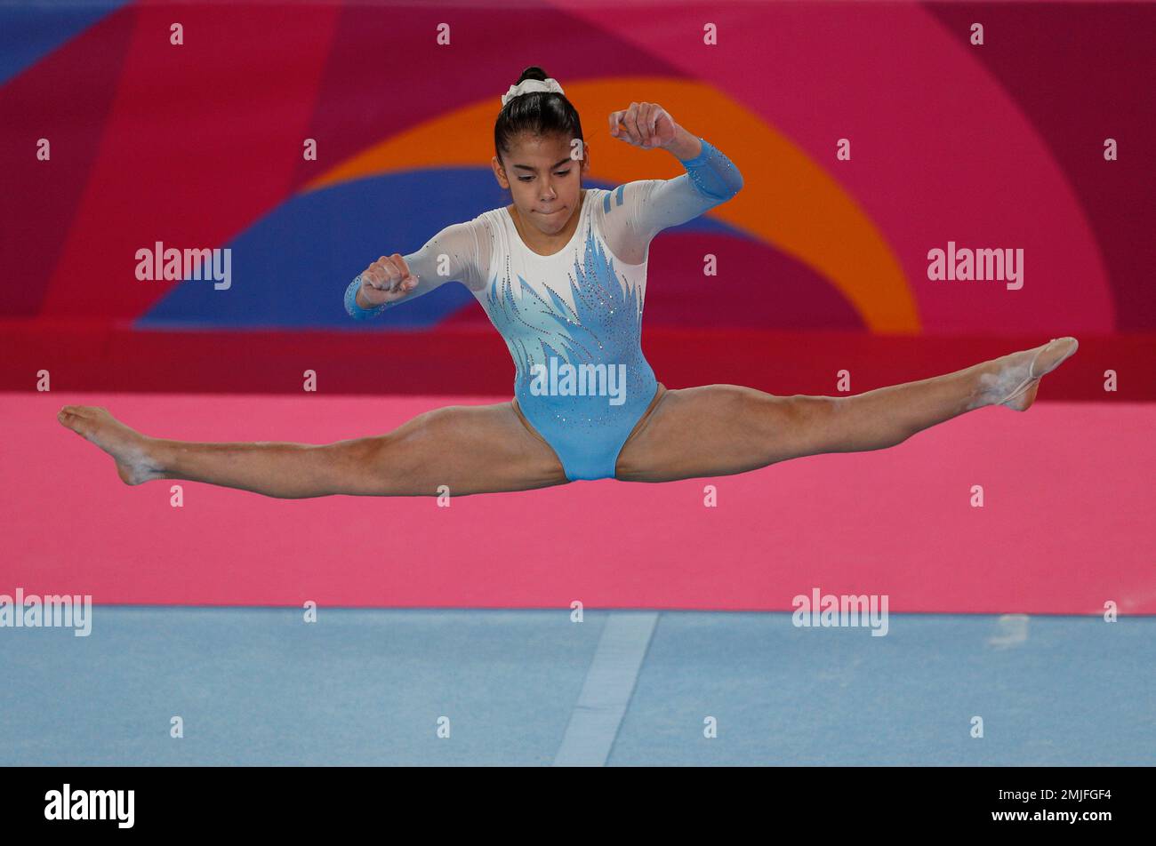 Abigail Magistrati of Argentina competes in floor during the women's