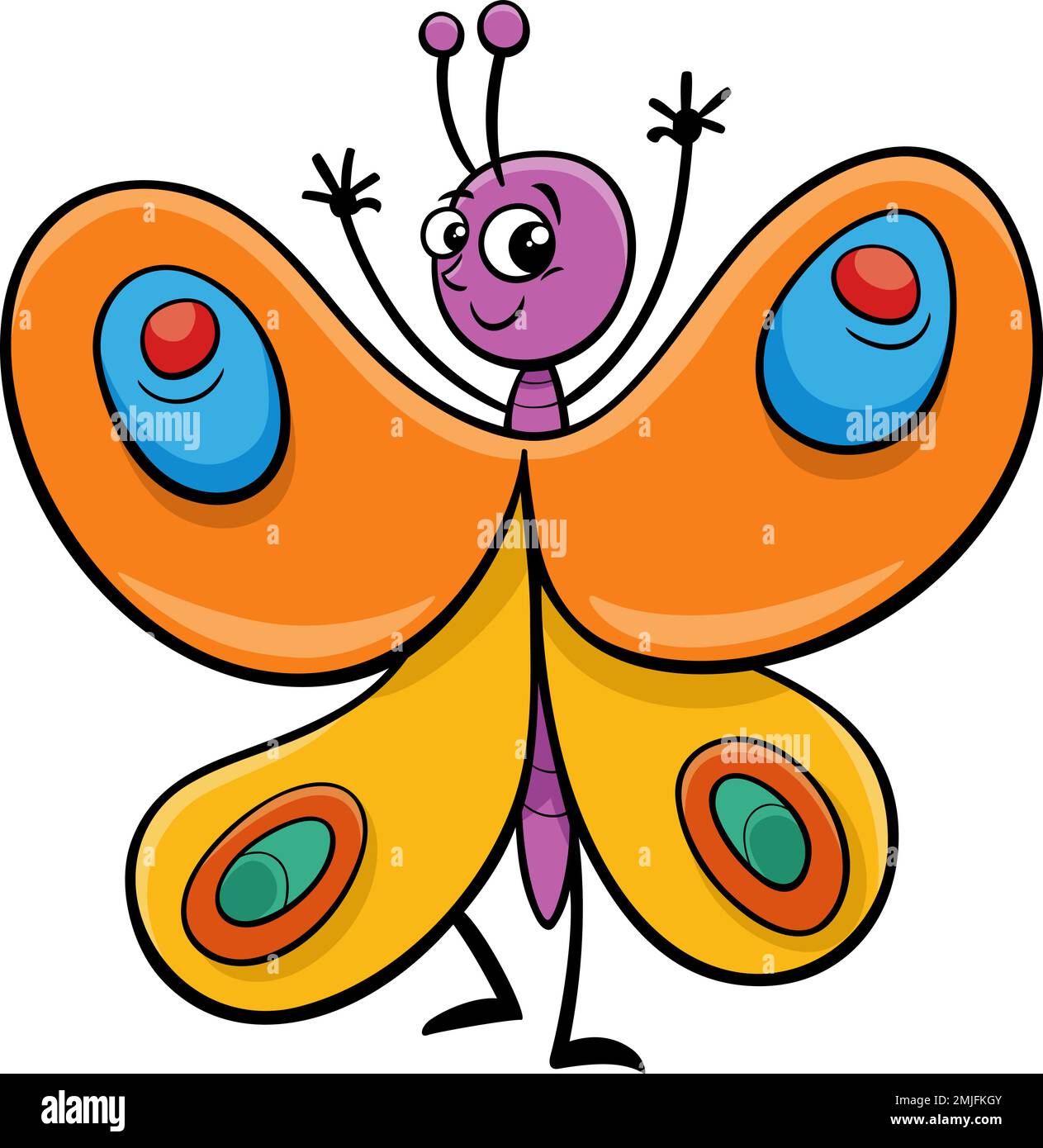 Cartoon butterflies vector seamless pattern. Cute animal character