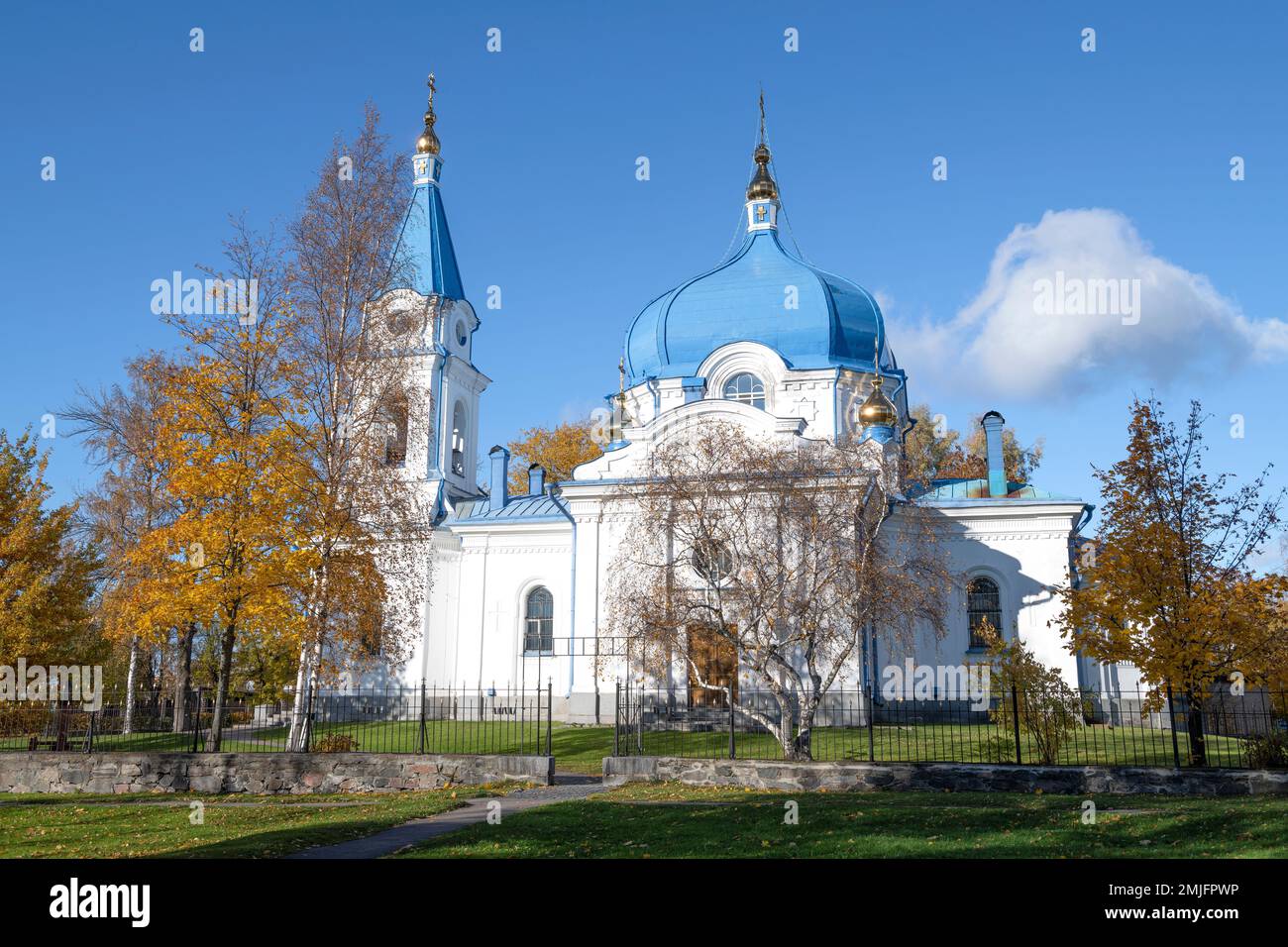 Church of St. Nicholas the Wonderworker on the golden autumn. Sortavala. Karelia, Russia Stock Photo