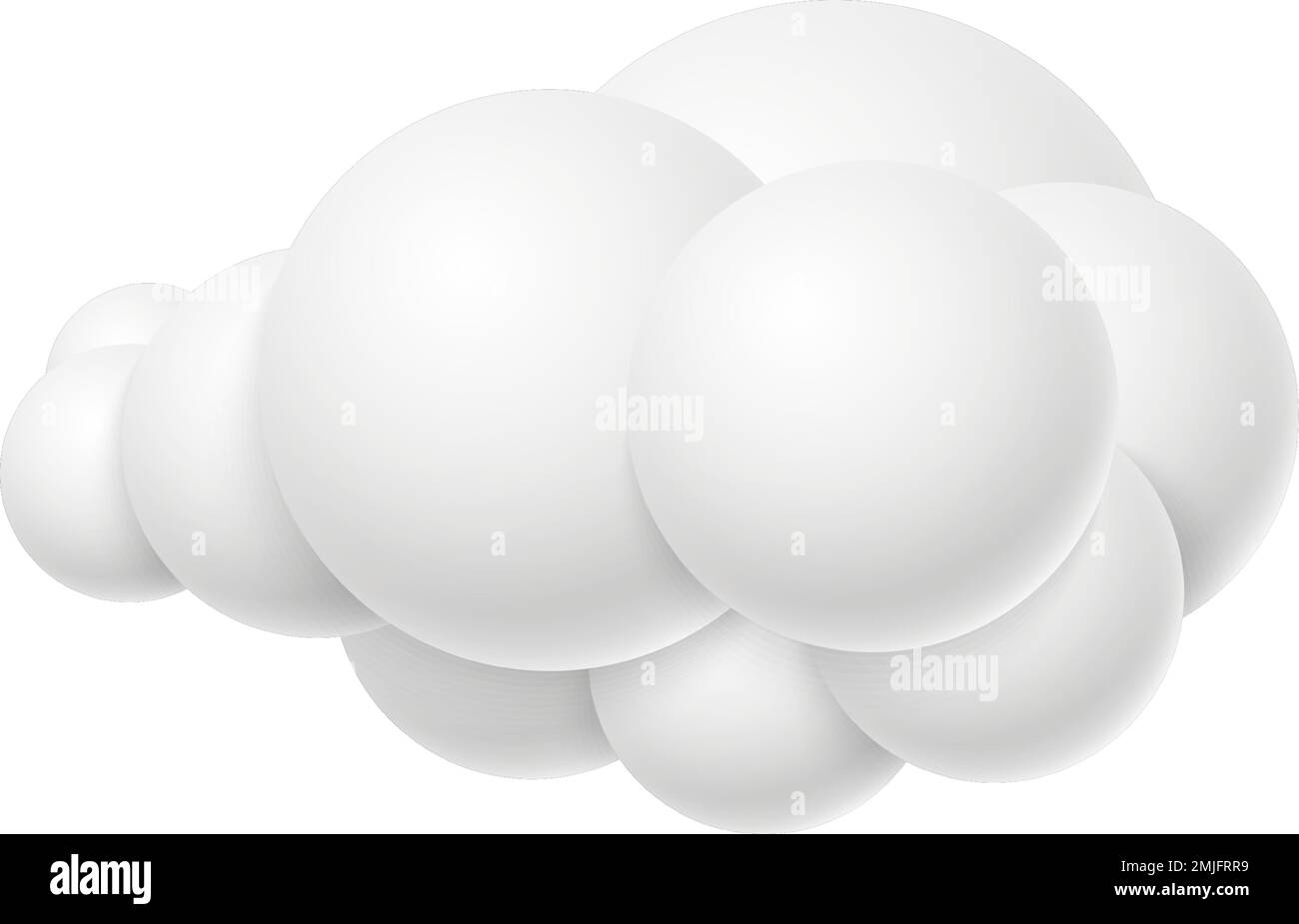 Cotton cloud. Fluffy white 3d render bubble Stock Vector