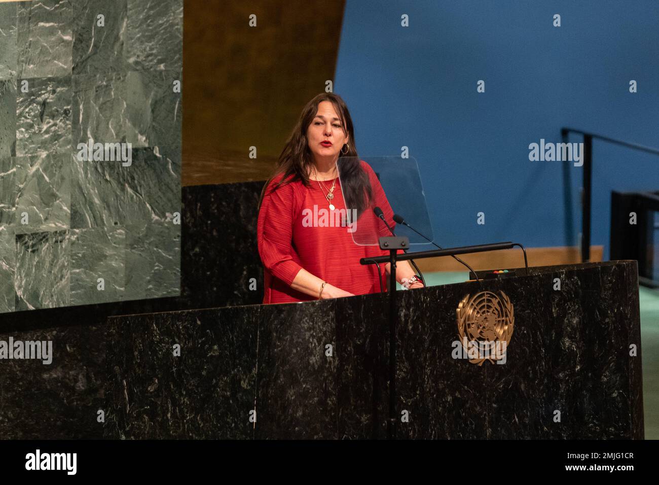 New York, USA. 27th Jan, 2023. Professor Ethel Brooks speaks during
