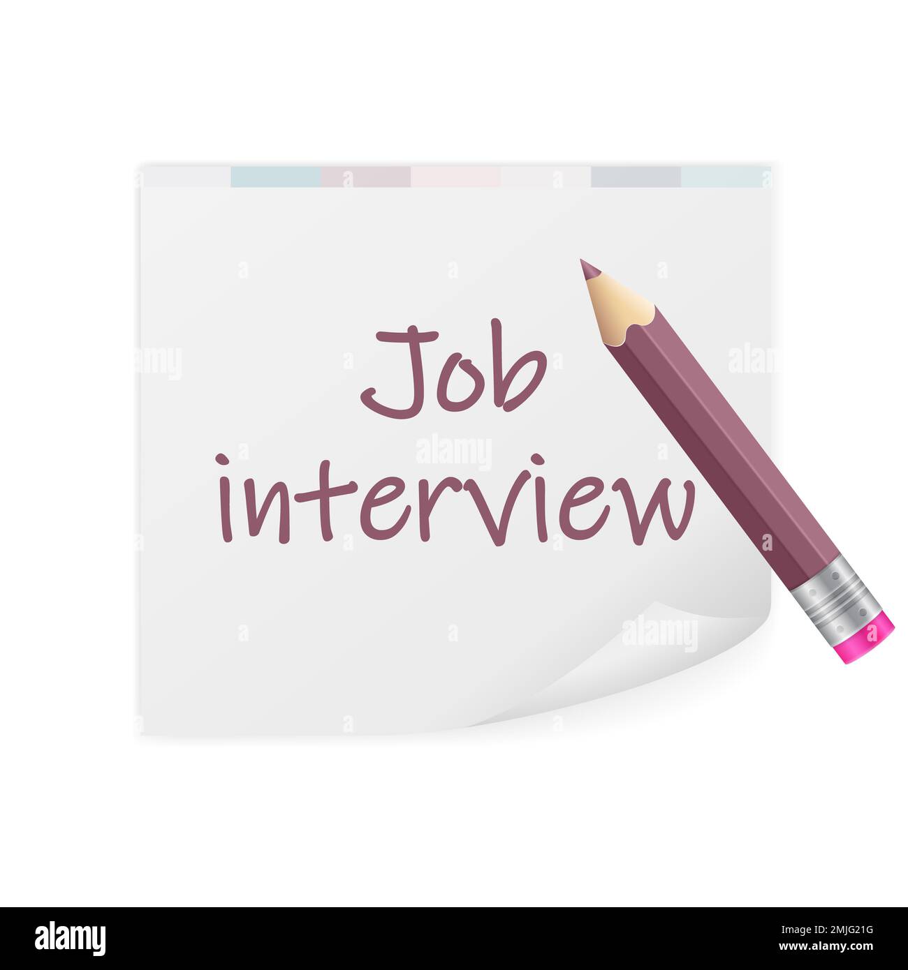 Notepad job interview text on a white background. Vector illustration