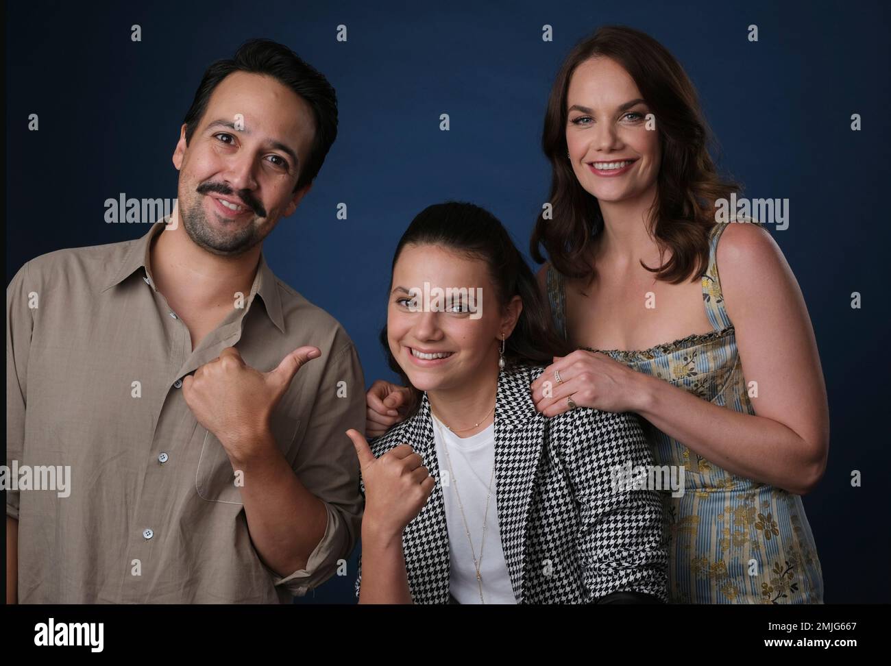 Lin Manuel Miranda left Dafne Keen center and Ruth Wilson
