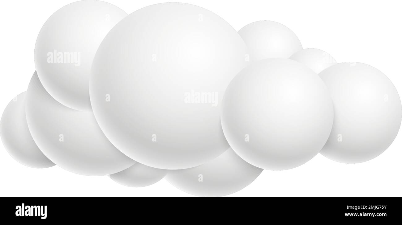 White cloud. 3d render icon. Sky fluffy form Stock Vector