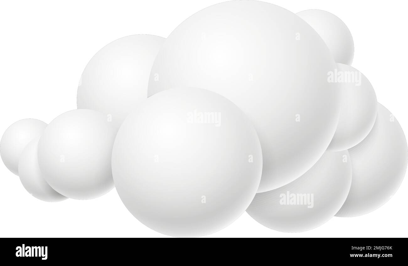 Round white cloud. 3d sky bubbles icon Stock Vector