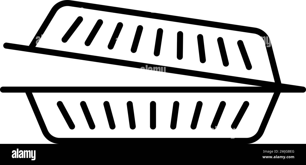 Disposable, container, food vector icon on transparent background. Outline Disposable, container