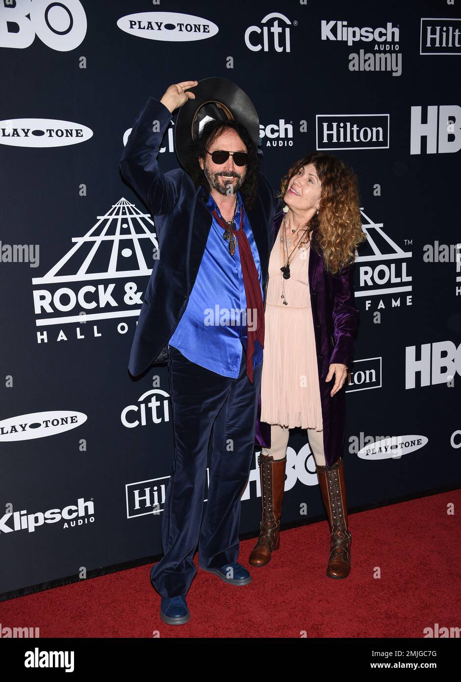 Musician Mike Campbell, left, and wife Marcie Campbell attend the 2019 Rock & Roll Hall of Fame