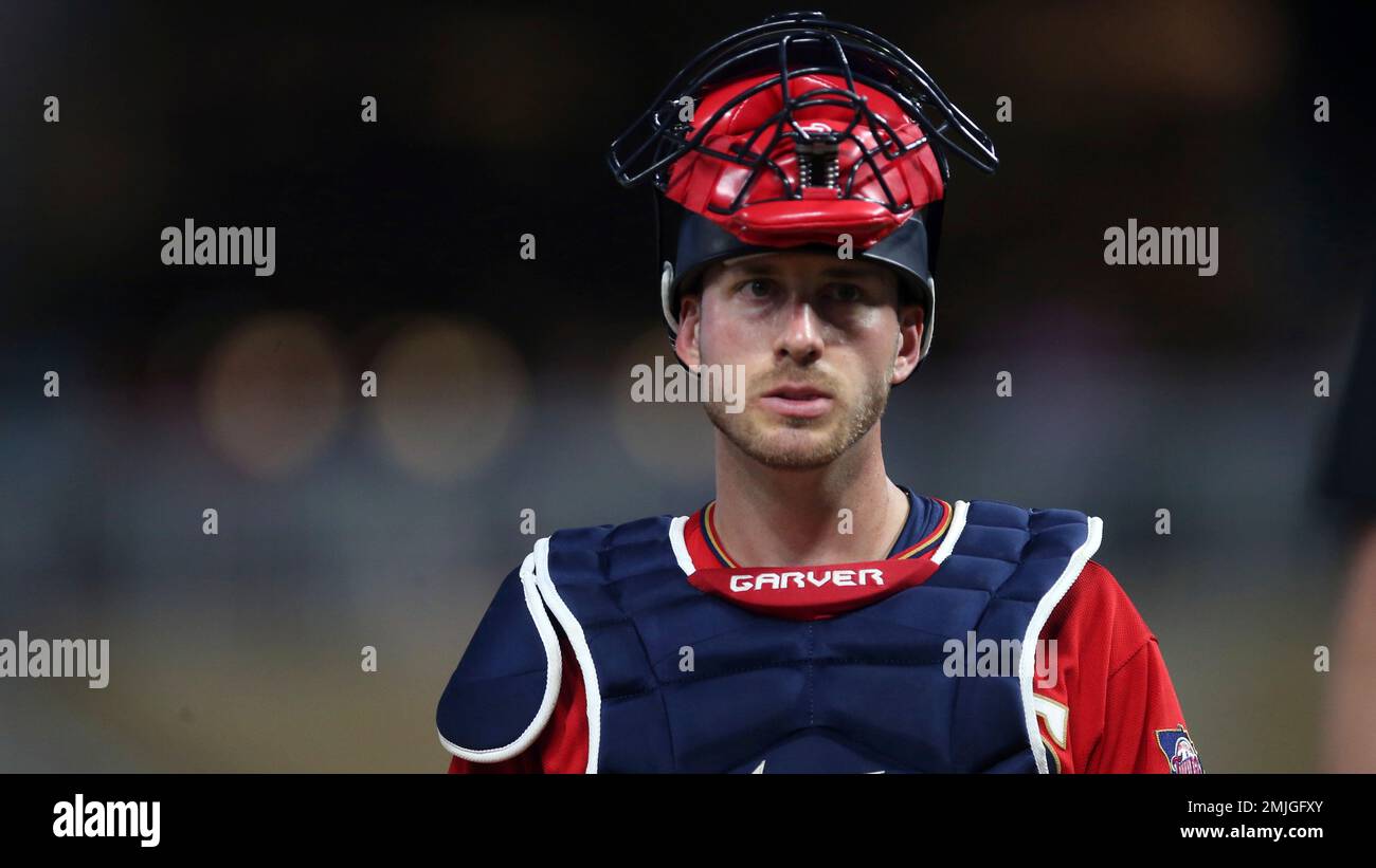 Minnesota Twins' Mitch Garver catches against the Oakland Athletics in ...