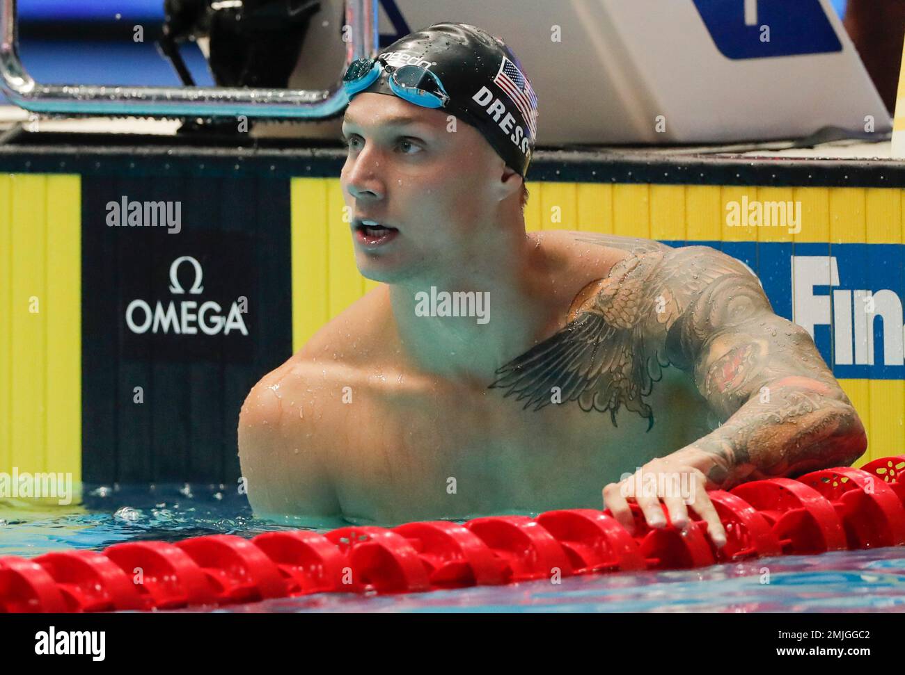United States' Caeleb Dressel reacts after winning the men's 50m ...