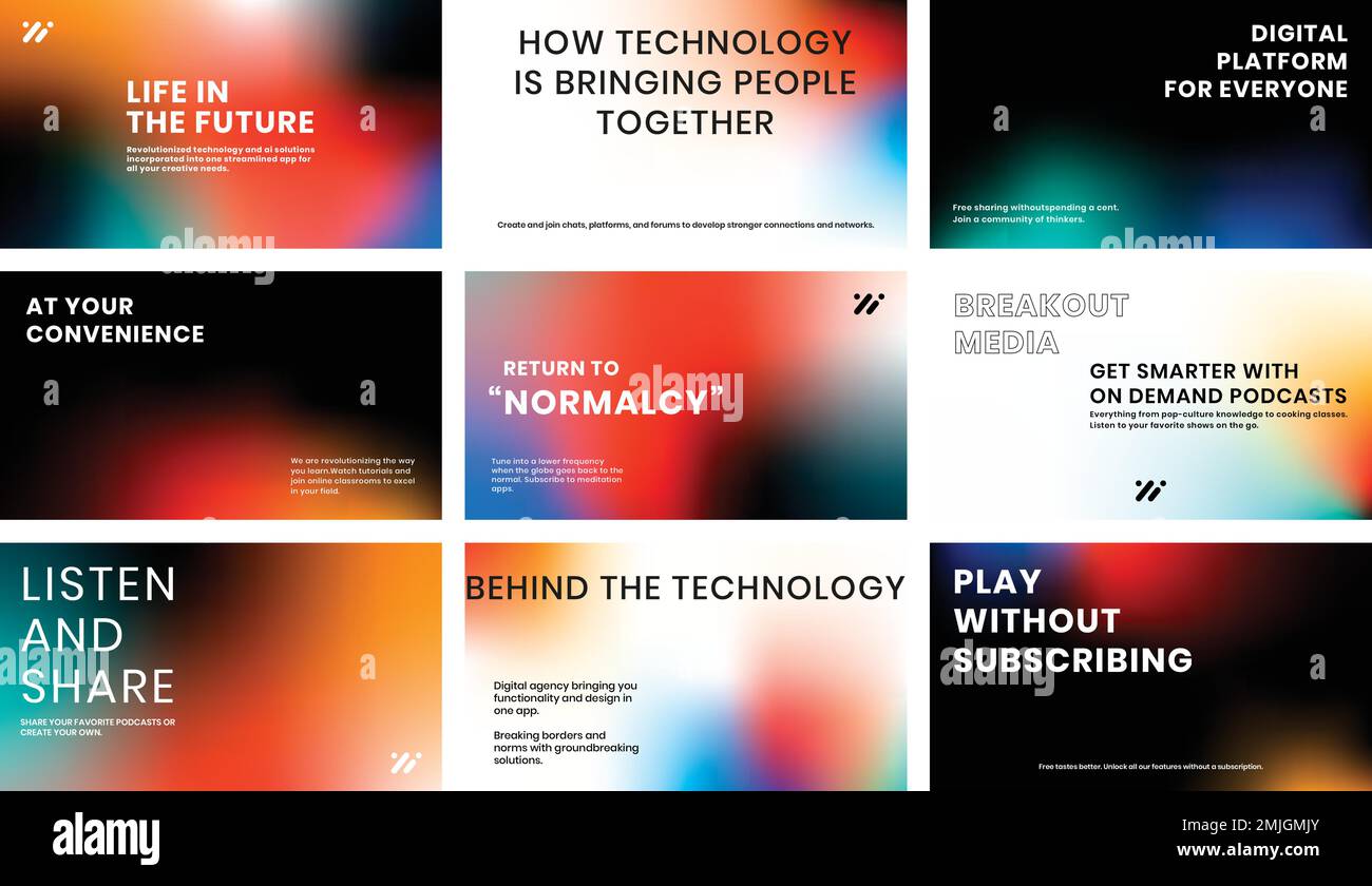Gradient tech marketing template vector presentation collection Stock ...