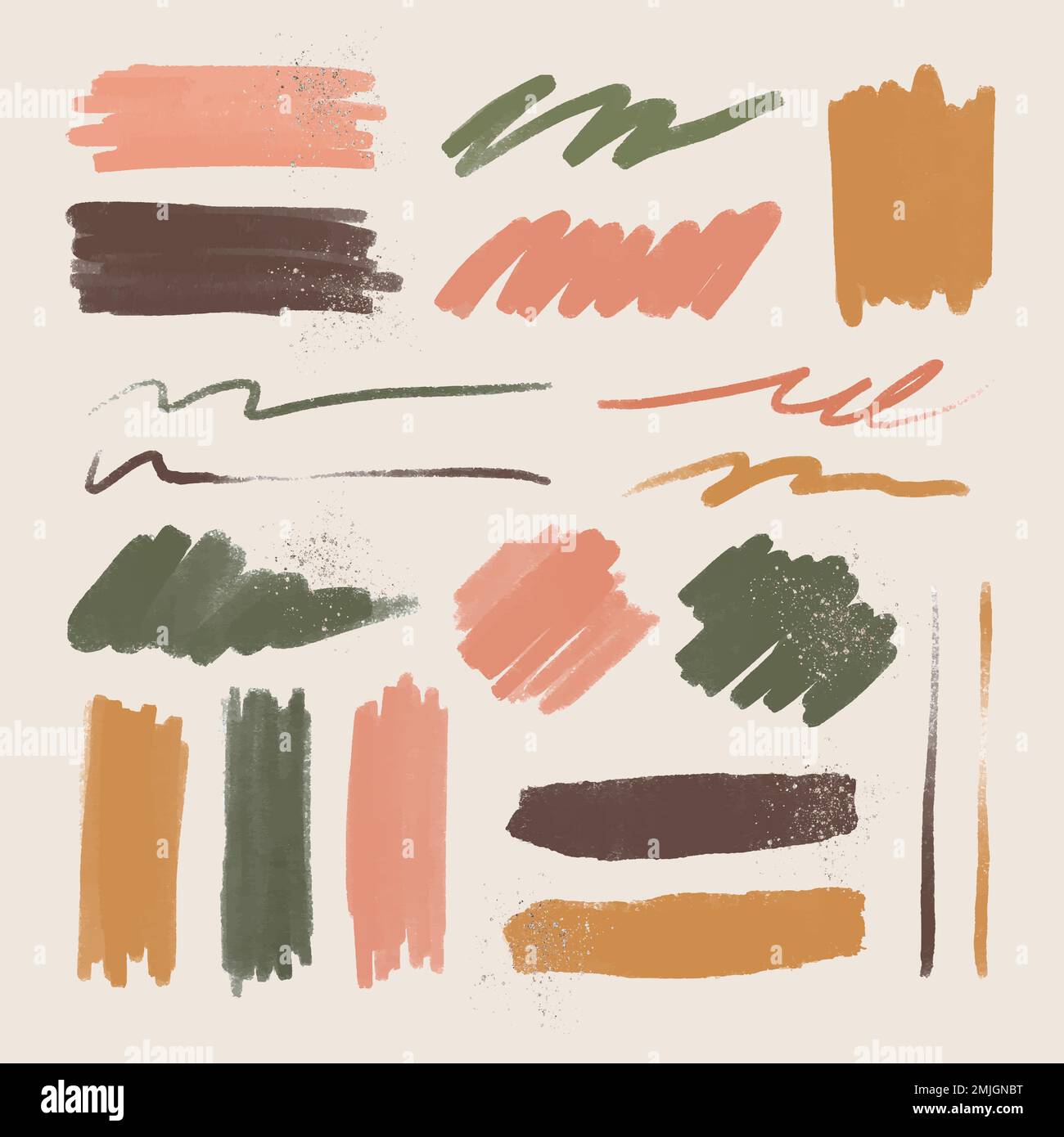 Ink brush stroke element vector set with glitter Stock Vector