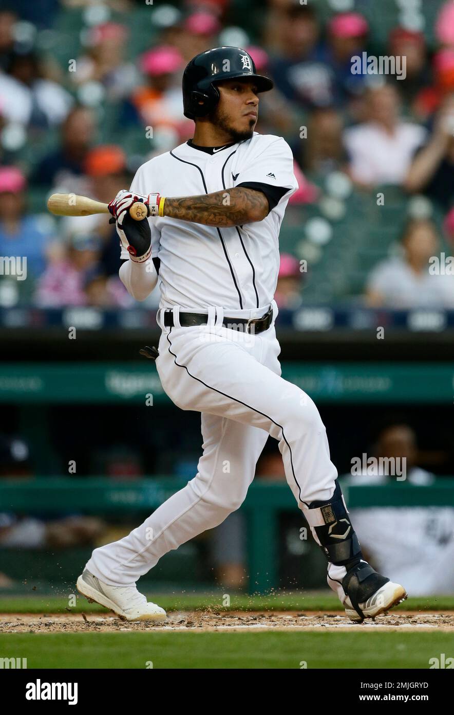 April 13 2022: Detroit first baseman Spencer Torkelson (20) hits his first  homer during the game with Boston Red Sox and Detroit Tigers held at  Comercia Park in Detroit Mi. David Seelig/Cal